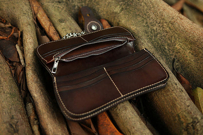 Tooled Leather Wallet for Men with Samurai Engraved