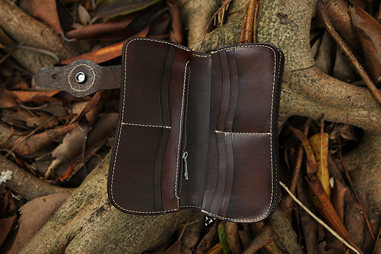 Tooled Leather Wallet for Men with Samurai Engraved