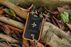 Leather Crossbody Phone Bag with Gothic Cross Hardware