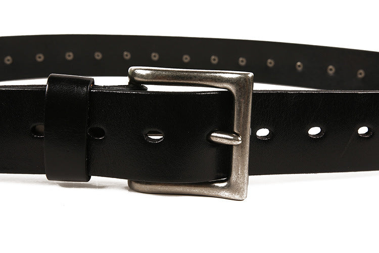 Full Grain Leather Belt with Skull Rivets