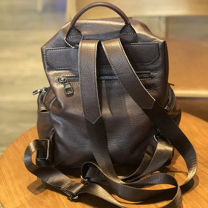Brown Leather Backpack Women Backpack for Travel