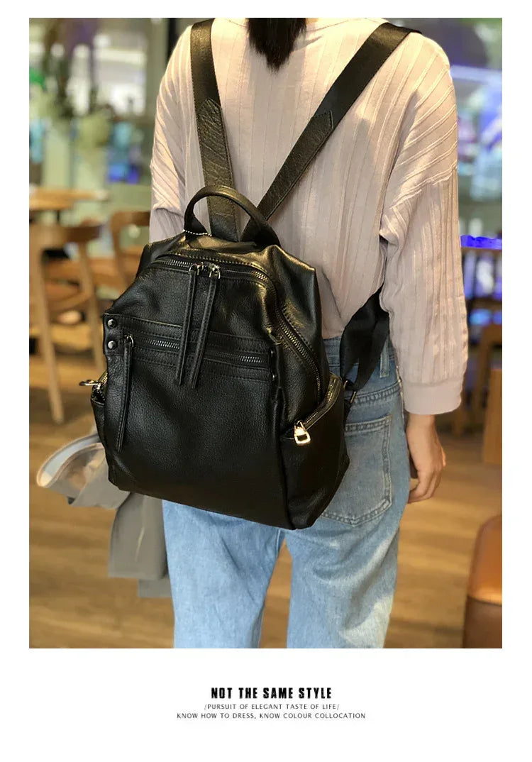 Brown Leather Backpack Women Backpack for Travel
