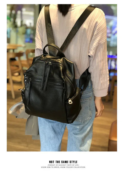 Brown Leather Backpack Women Backpack for Travel