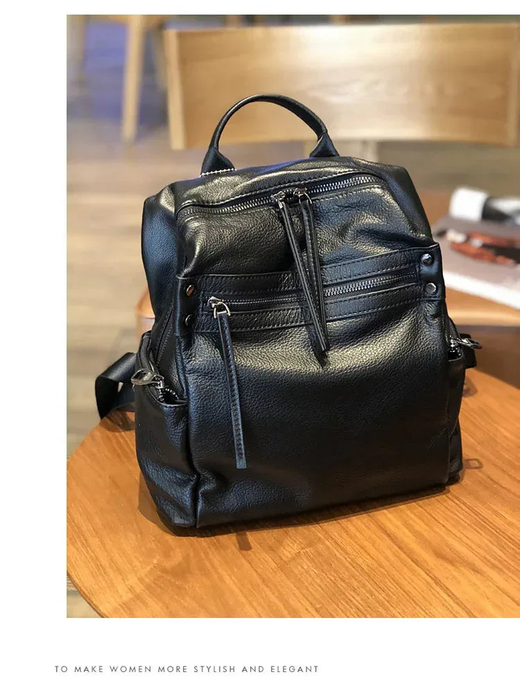 Brown Leather Backpack Women Backpack for Travel