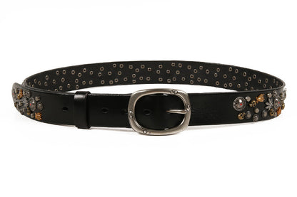 Punk Rivet Genuine Leather Belt for Men and Women