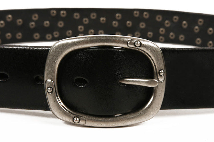 Punk Rivet Genuine Leather Belt for Men and Women