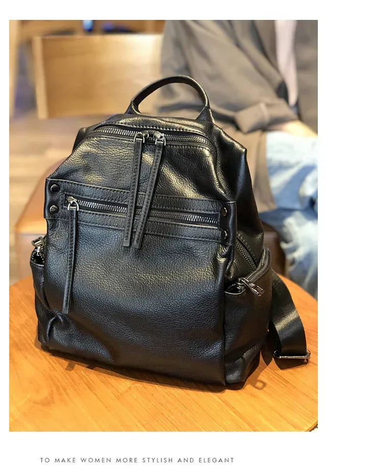 Brown Leather Backpack Women Backpack for Travel