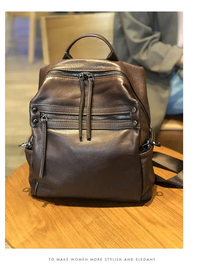 Brown Leather Backpack Women Backpack for Travel
