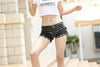 Black Faux Leather Shorts with Lace Trim Ultra Low Waist