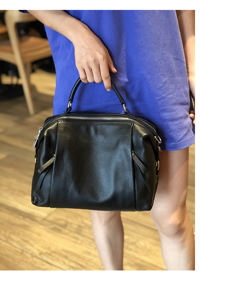 genuine leather ladies pillow shoulder bag