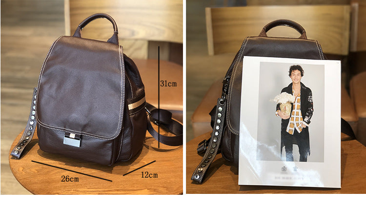 Brown Leather Backpack for Women with Laptop Space