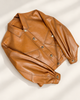 Women's Cropped Leather Jacket in Lambskin with Relaxed Moto Style