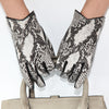 Women’s Leather Gloves Winter Lambskin Python Pattern Touchscreen