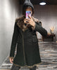 Women’s Genuine Suede Fur Lined Sheepskin Long Coat