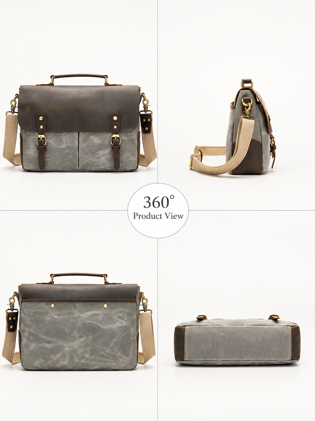Canvas Briefcase Laptop Bag for Men with 14 Inch Sleeve