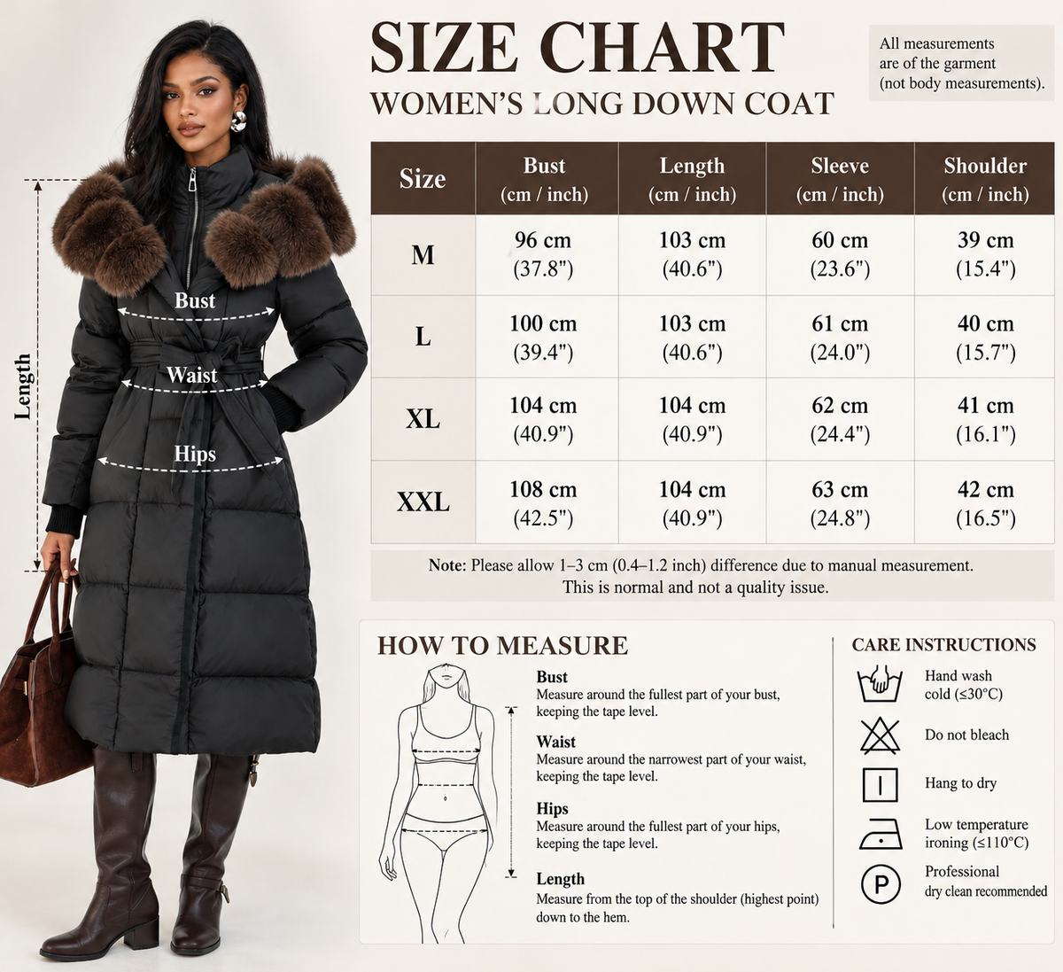 Fur Collar Jacket for Women Long Down Coat with Fox Trim