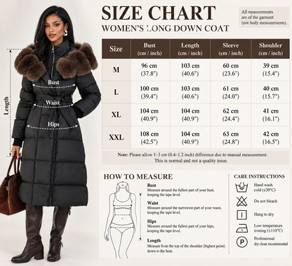 Fur Collar Jacket for Women Long Down Coat with Fox Trim