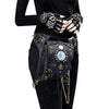 Steampunk Shoulder Bag with Chain Harness and Gothic Metal Details
