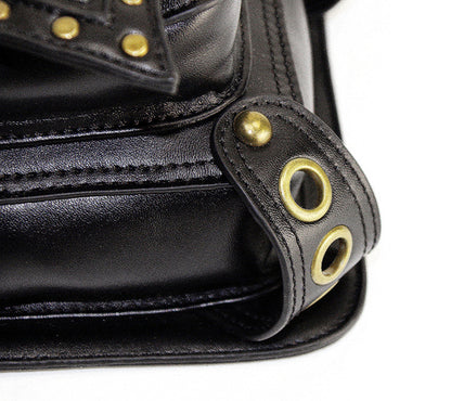 Steampunk Waist Bag with Skull Studs and Adjustable Straps