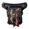Steampunk Waist Bag with Skull Studs and Adjustable Straps