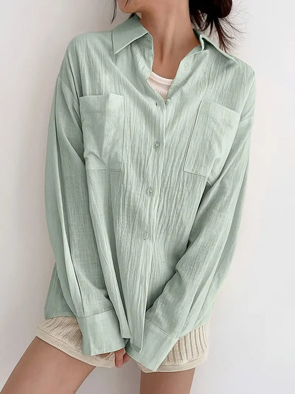 Mint Green Drop Shoulder Shirt Women