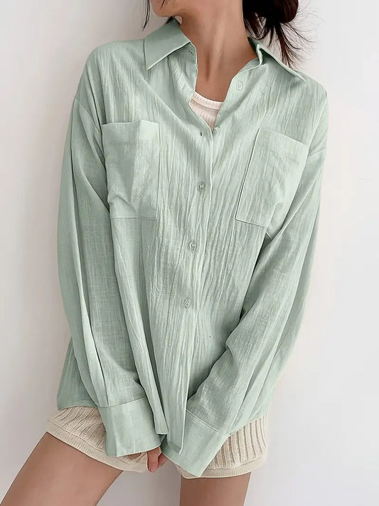 Mint Green Drop Shoulder Shirt Women