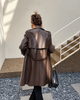 Women's Brown Sheepskin Leather Trench Coat with Belt