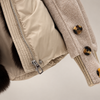 Fur Collar Jacket for Women with Duck Down and Wool Sleeves