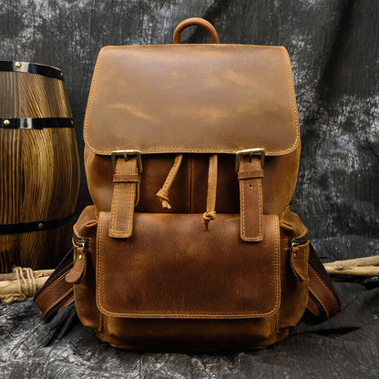 Retro Leather Backpack Laptop