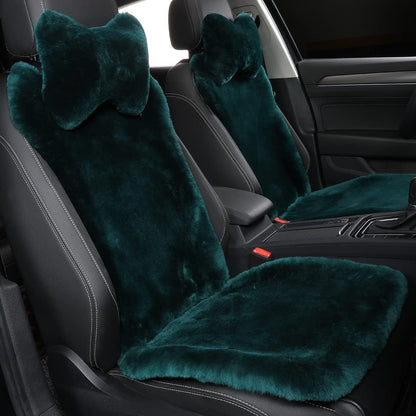 Genuine Sheepskin Car Seat Cover with Detachable Backrest and Headrest