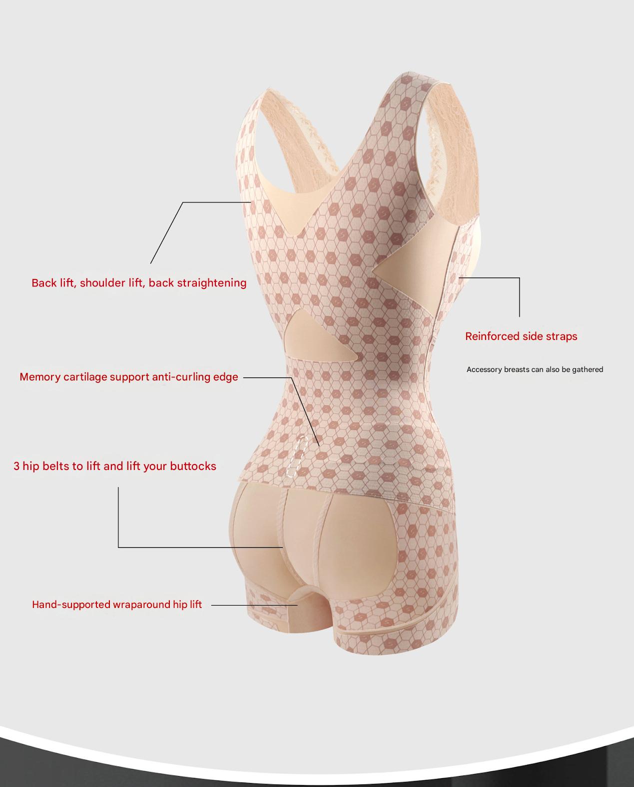 Seamless Lace Body Shaper Bodysuit with Bra and Hip Lift