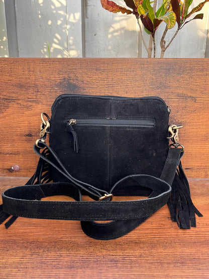 Embroided Suede Crossbody Bag