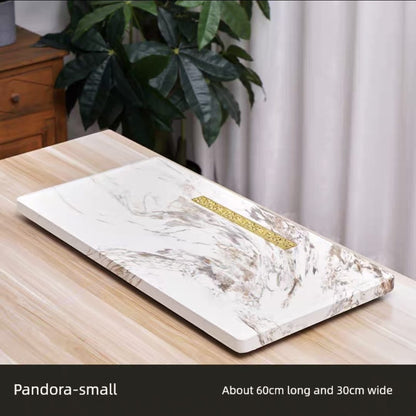 Natural Marble Tea Tray With Glaze & Drainage