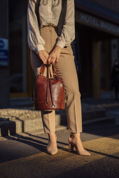 Real Leather Bucket Bag