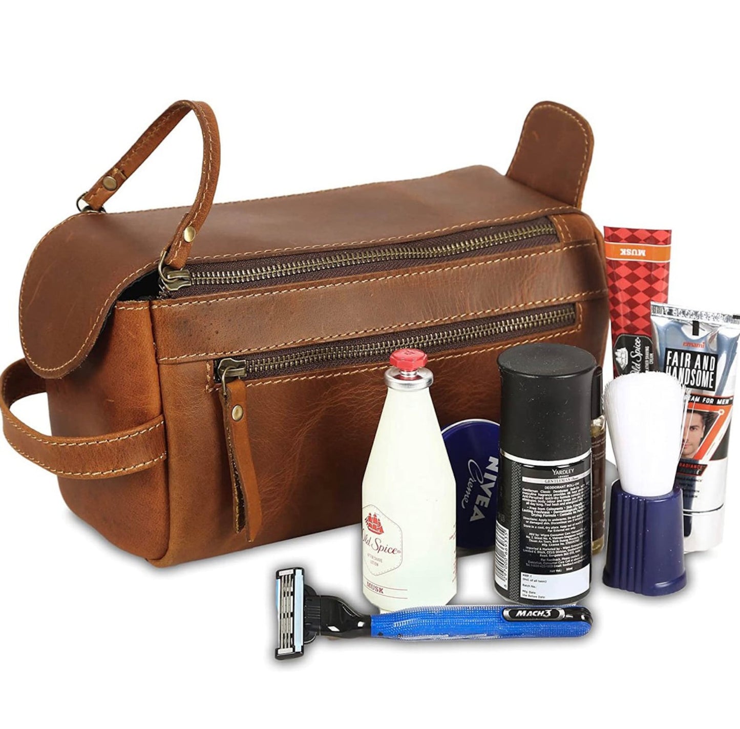 mens leather toiletry bag