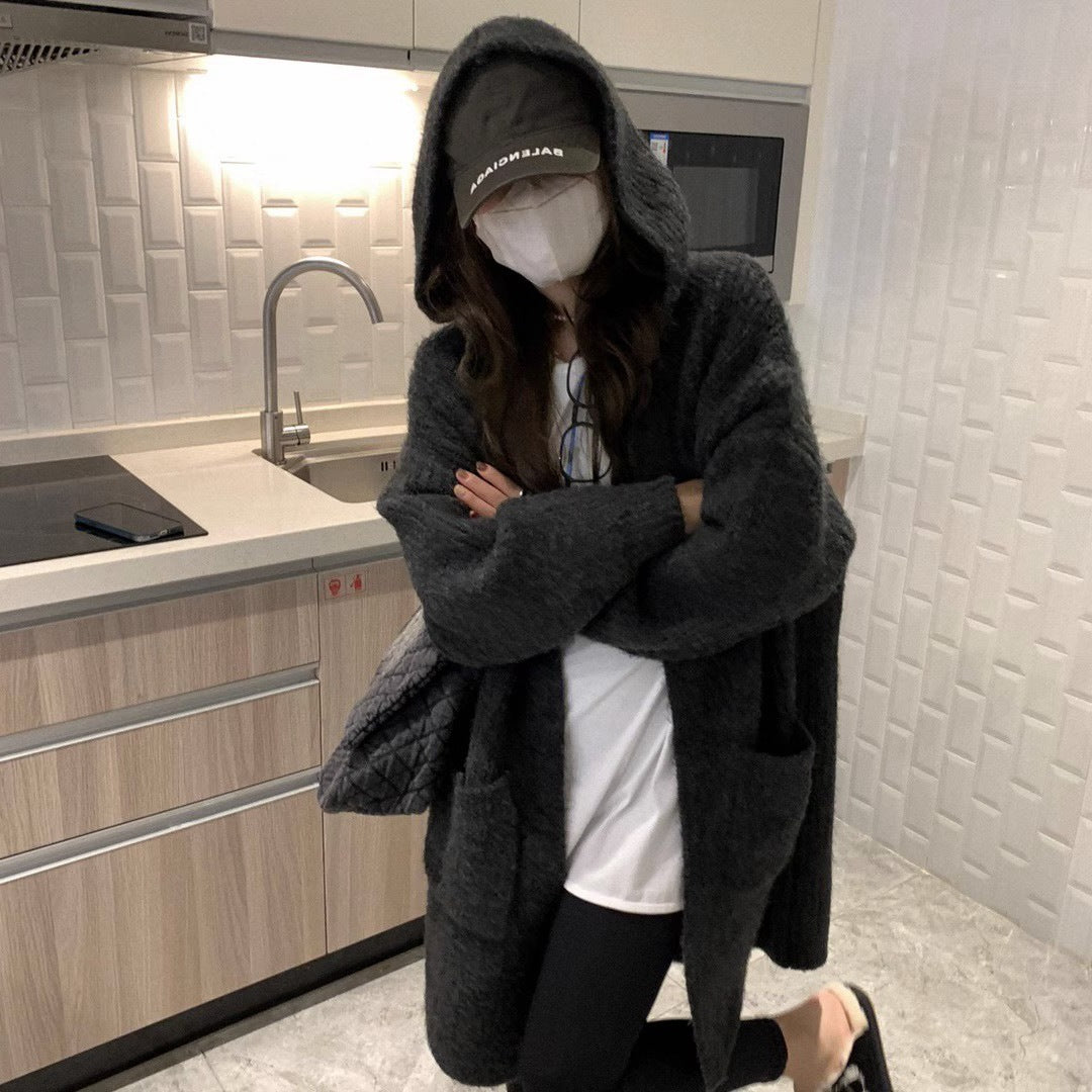 Hooded Cardigan Women's Mid-Length