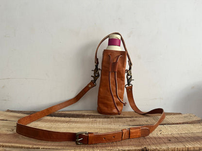 leather water bottle carrier