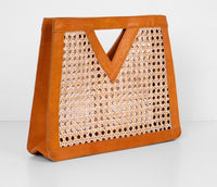 V Style Leather Rattan Handbag