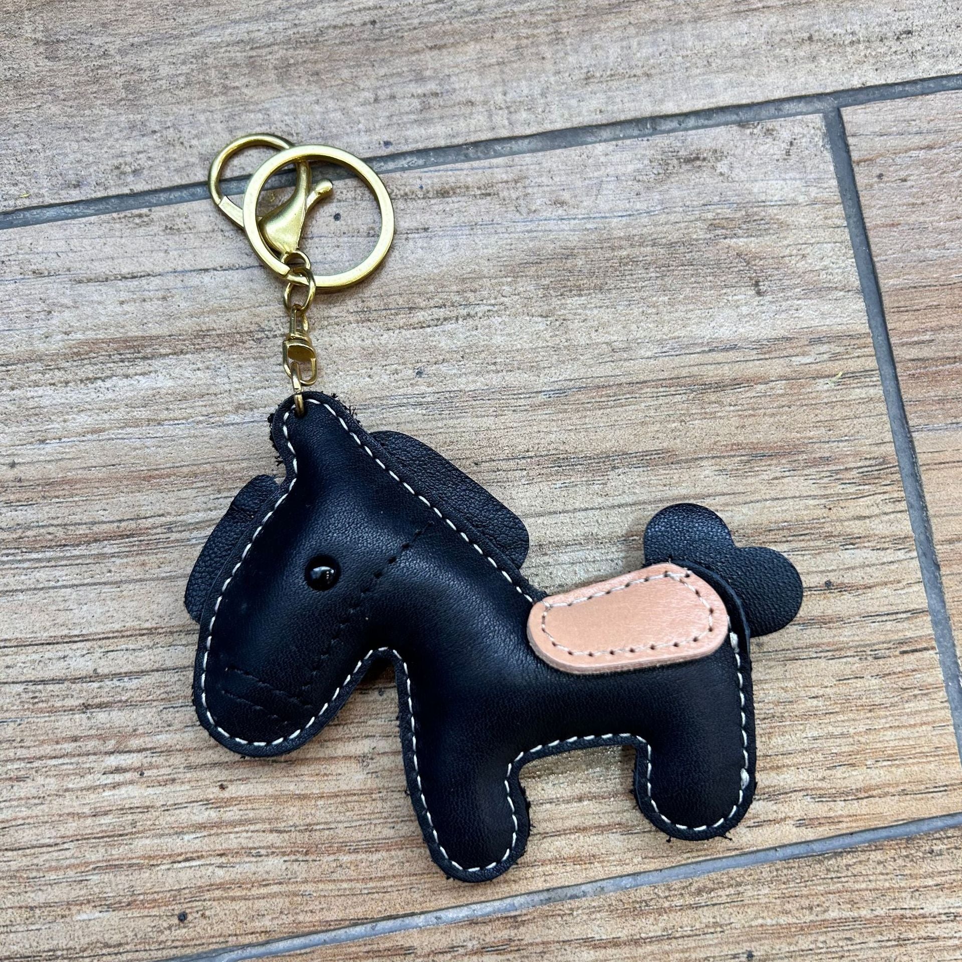 Leather horse keychain cute pony bag charm gift accessory