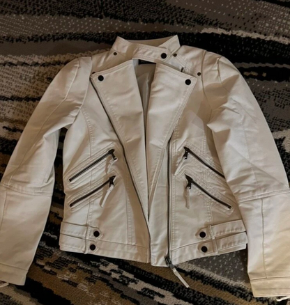 Women Slim Fit Leather Moto Jacket
