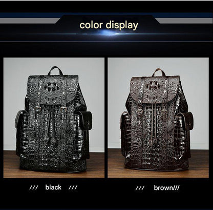Men genuine crocodile leather backpack