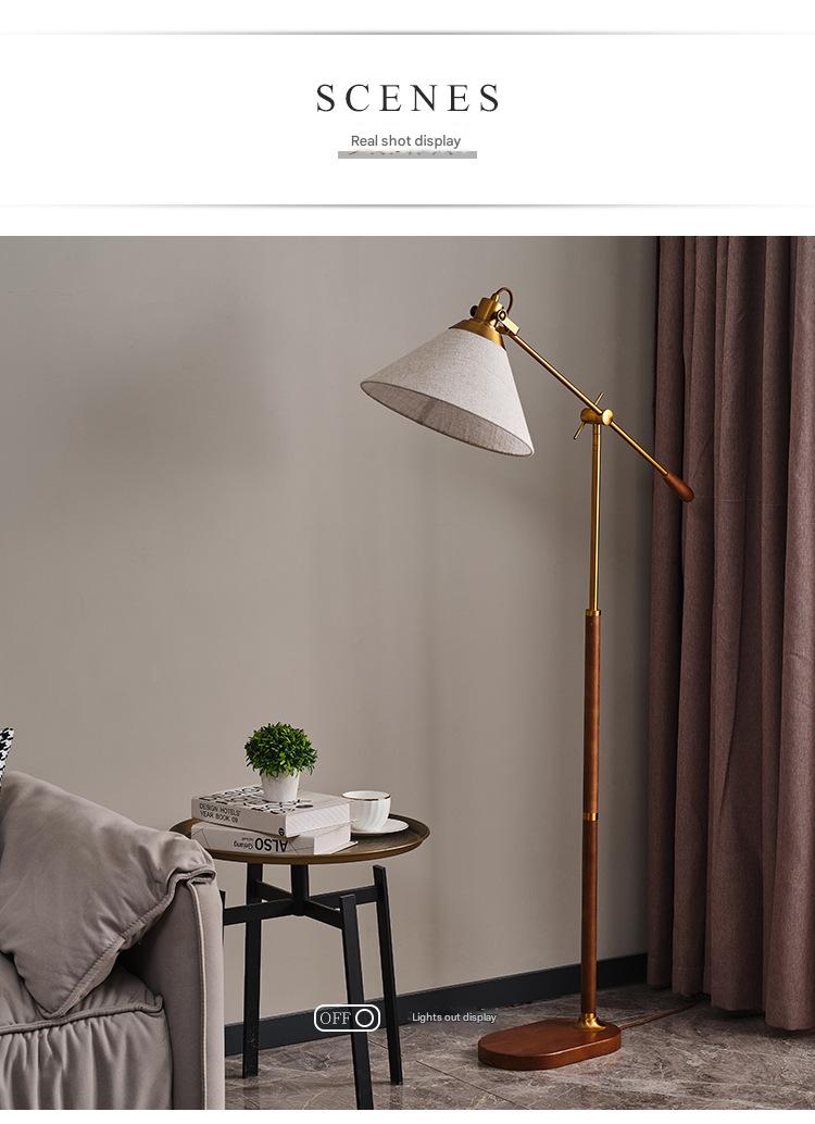 Fishing arm retro floor lamp for reading