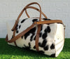 Cowhide Luggage Bag Black White