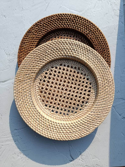 Set of Rattan Charger Decorative Plates