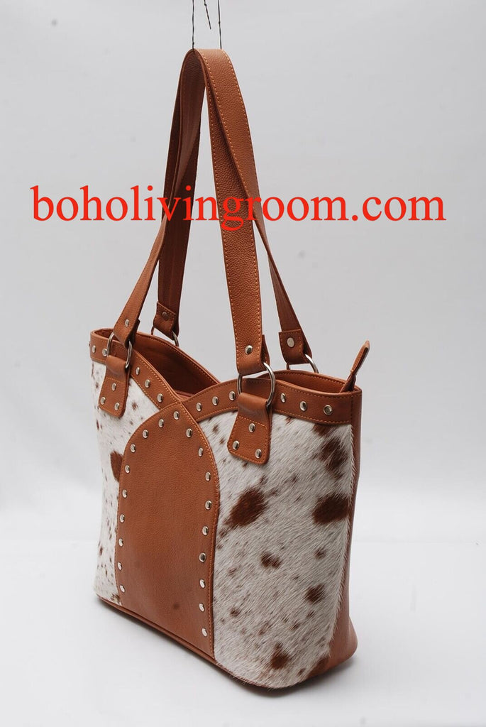 Speckled Natural Cowhide Brown Handbag