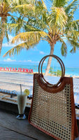 Rattan Webbing Handbag with bamboo handle