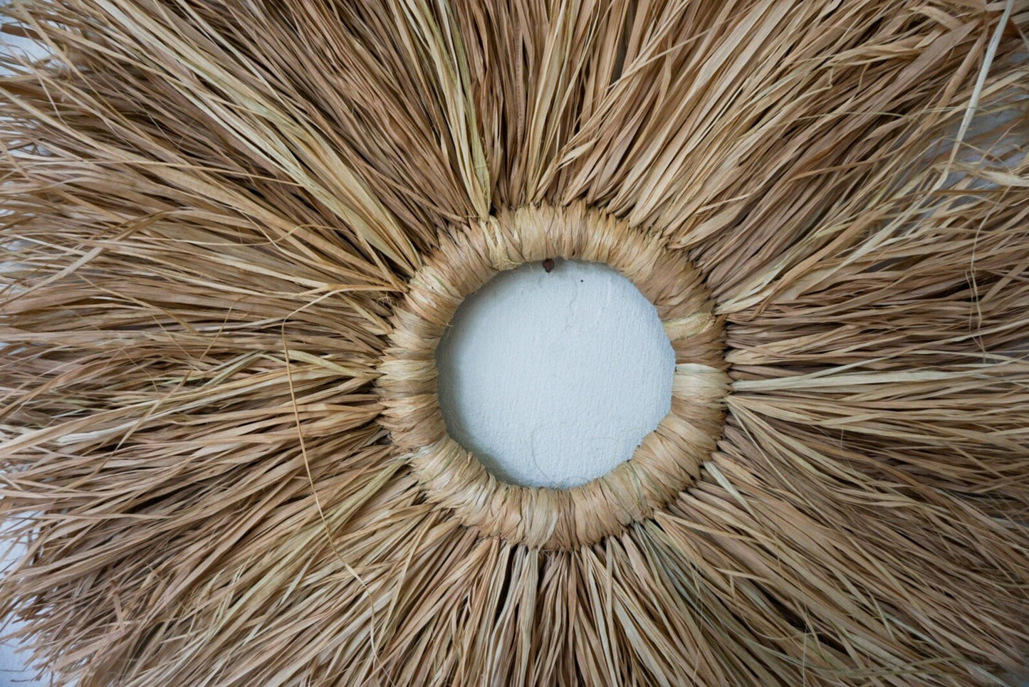 Seagrass palm leaves fringe round wall decor