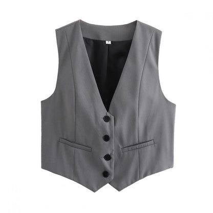 v neck sleeveless lazer vest women's