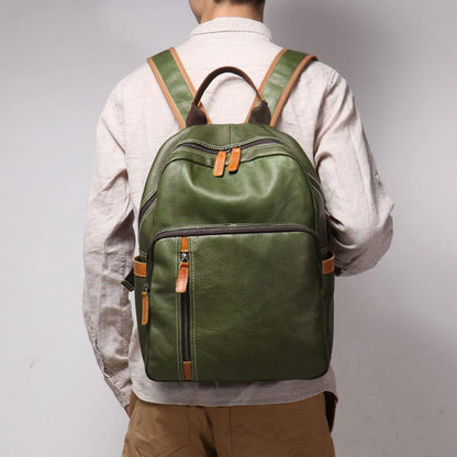 Green leather backpack rucksack