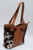 Cowhide Leather Tote Purse Tricolor